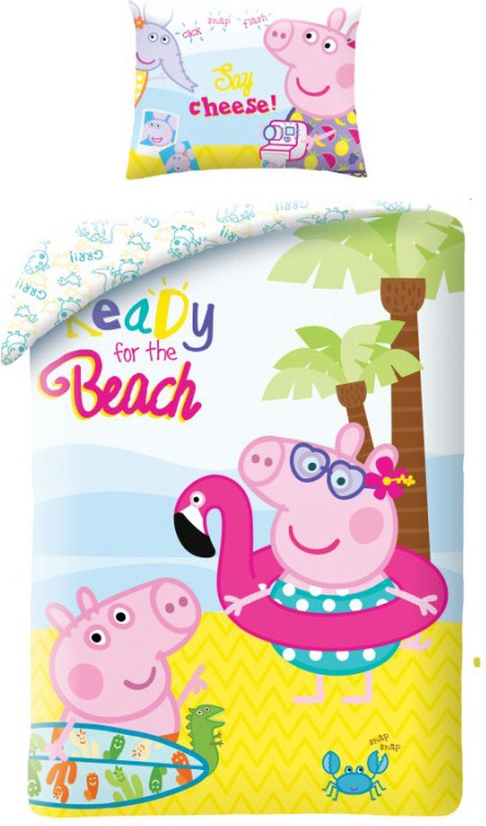 Peppa Pig Dekbedovertrek Ready for the Beach - Eenpersoons - 140 x 200 cm - Katoen