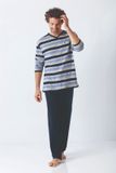 Hajo Premium katoen heren pyjama blauw/marine - Blauw - Maat 56