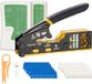 VEVOR Netwerkgereedschapset, Rj45/Rj11/Rj12 Ethernet-Krimptangset voor 4/6/8-Pins Modulaire Connectoren, met Mini-Draadstripper, 50 Connectoren en 50 Sleeves, Vervangende Mesjes en Netwerkkabeltester