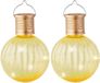 Merkloos 2x Buiten/tuin Led gele lampion solar verlichting 11 cm