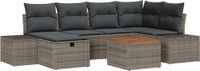 vidaXL Tuinbank - Set - 7 - st - Grijs - Poly - rattan