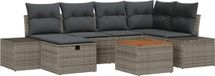 vidaXL Tuinbank - Set - 7 - st - Grijs - Poly - rattan