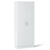 Amazon Basics Opbergkast voor Keuken, Gang, Hoge Vrijstaande Kast, Smalle Pantry-organizer met 2 Deuren, Verstelbare Planken, Wit, 60cm x 31,5cm x 152,5cm