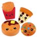Jouet anti-stress Squishy - Lot de 4 - Frites, pizza, gâteau au chocolat et cookie au chocolat
