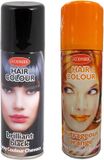 Sans marque Set de 2x teinture/laque pour cheveux couleur 125 ml - Noir et Orange