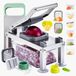 Latios Coupe-légumes - Mandoline Coupe-légumes - 9 Lames Interchangeables - Avec Bac de Récupération - Râpe à Fromage & Coupe-légumes en Spirale - Set Tout-en-un