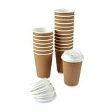 Homéa, Set van 20 papieren bekers + Take-Away deksel, 47 cl, isolatiewand, golvend