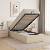 vidaXL Ottoman Bed with Mattress Cream 90 x 200 cm Fabric