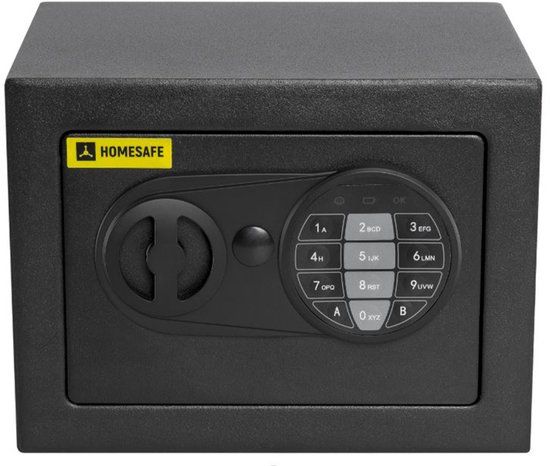 HomeSafe HV17E Compacte Elektronische Kluis met Alarm, Incl. Batt. & Ankers, 5,7L - Carbonzwart RAL 9005