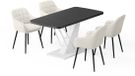 Vicco Table à manger Fenaro, Noir/Blanc, 120 x 80 cm avec 4 chaises de salle à manger