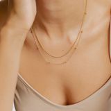 Hey Happiness Laagjes Ketting Dames – Elegante Bolletjesketting – Roestvrij Staal 18K Verguld – Verstelbaar – 40–44 cm + 7 cm – Goud