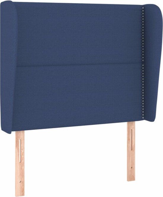 vidaXL Hoofdbord met randen 103x23x118/128 cm stof blauw