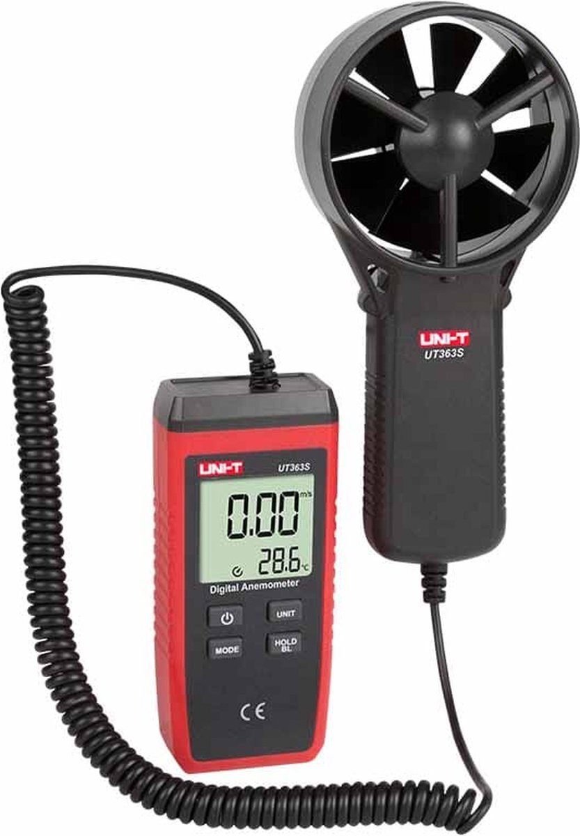 UNIT UT363S professionele digitale anemometer windmeter voor windsnelheid en temperatuur met LCD display