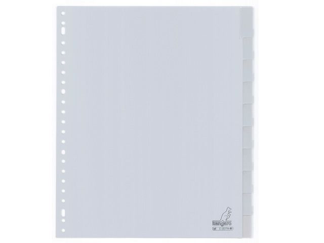Kangaro A4 Index Tabs PP 120mµ Grey 12-part 23-hole