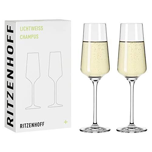 Ritzenhoff 6111008 – champagneglas 200 ml – serie Lichtwit 2 stuks, set 3 met echt goud, voor 200 ml – Made in Germany