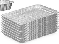 Kinvara barbecue rooster - aluminium bakjes - 8x - open structuur - 34 x 23 cm - wegwerp - zilver