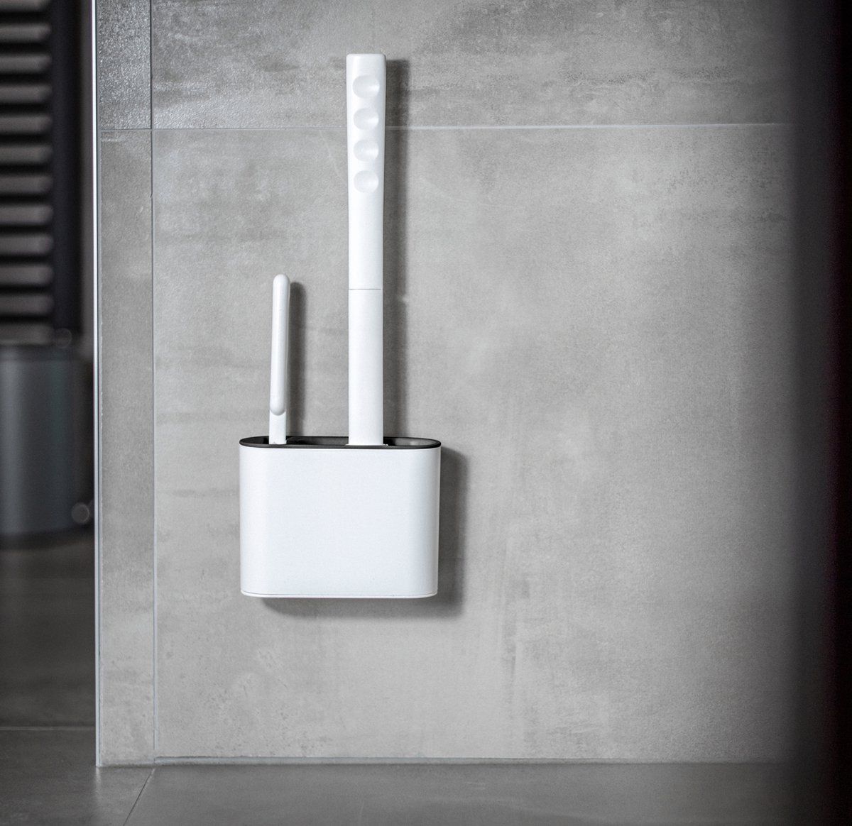 Lopoleis WC borstel - Antraciet - Siliconen - Met houder