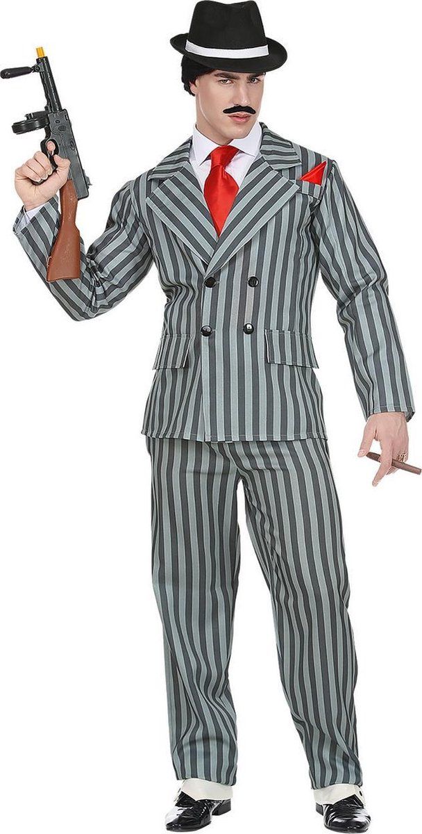 Widmann Maffia Kostuum | Originele Krijtstreep Gangster | Man | XL | Carnaval kostuum | Verkleedkleding