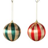 Boltze Home kerstbal satino ø10cm polystyreen polyester goud/groen/rood 2 assorti