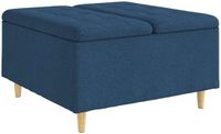 vidaXL - Ottoman - Blauw - Stof - 80 x 80 x 45 cm