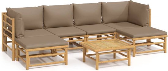 vidaXL 7-delige Loungeset met kussens bamboe taupe