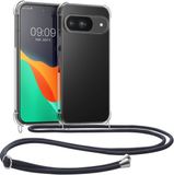 kwmobile telefoonhoesje geschikt voor Google Pixel 9 / Pixel 9 Pro - Hoesje met telefoonkoord - Back cover in grijs / transparant