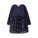 NAME IT MINI midi jurk met tule details en print - donkerblauw