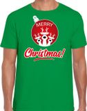 Bellatio Decorations Shoppartners Bv Rendier Kerstbal shirt / Kerst t-shirt Merry Christmas groen voor heren - Kerstkleding / Christmas outfit XXL