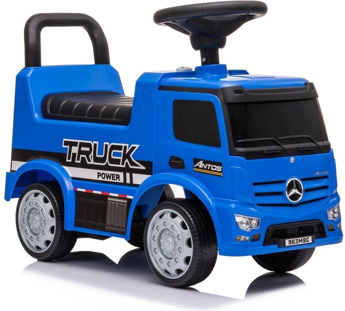 Lean Toys Mercedes Antos 656 loopauto met 2 geluiden en koplampen - Ride on auto - Inclusief opberg vak onder zitting - Belastbaar tot 25 kg - Vanaf 1 jaar - Buitenspeelgoed - Blauw