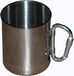 Merkloos / Sans marque Roestvrij stalen mok met karabijnhaak - 2x - Outdoor/camping drink mokken - 300 ml