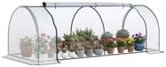 Kas Mini-kas met deur 250 x 80 cm Stalen frame Kunststof afdekking Transparant