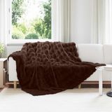 vidaXL - Antislip deken - Imitatie konijnenbont - Kameel - Polyester - Lits-jumeaux
