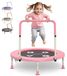 Kinder Bungee Trampoline - Mini-trampoline 91 cm - Verstelbare handgreep - Opvouwbaar - Veiligheidsrandbescherming - Geschikt voor binnen en buiten - Geschikt voor kinderen van 1 tot 6 jaar - Roze