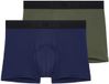 HOM Heren retro short / pant 2 pack Supersoft donkerblauw / groen