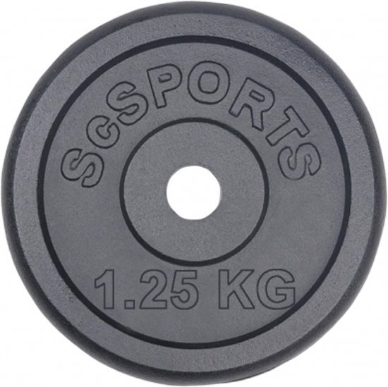 ScSports Halterschijven - 4x 1.25 kg - Ã˜ 30.5 mm - zwart gietijzer