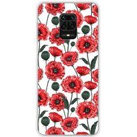Xiaomi Redmi Note 9 Pro Fleurs de pavot bedrukt siliconen hoesje