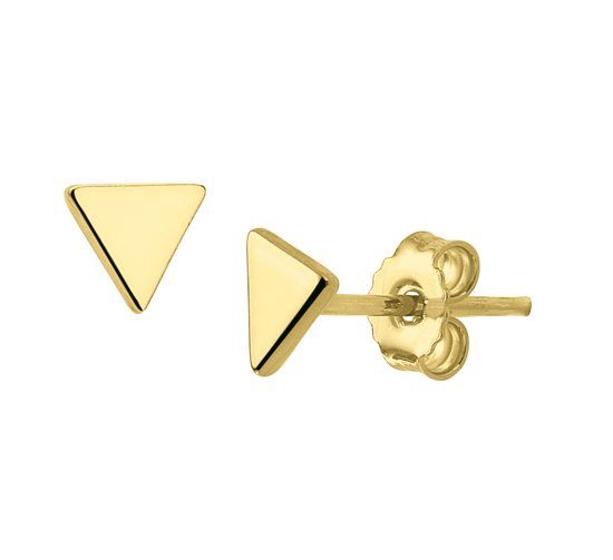 The Fashion Jewelry Collection Oorknoppen Driehoek - Zilver Geelgoudverguld - 8718834554652