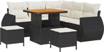 vidaXL Tuinbank - Set - 8 - st - Zwart - poly - rattan