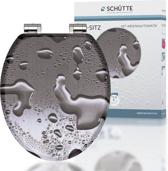Schütte WC-Bril 80123 GREY STEEL - MDF - Soft Close - Verchroomde Scharnieren - 3-zijdige Print