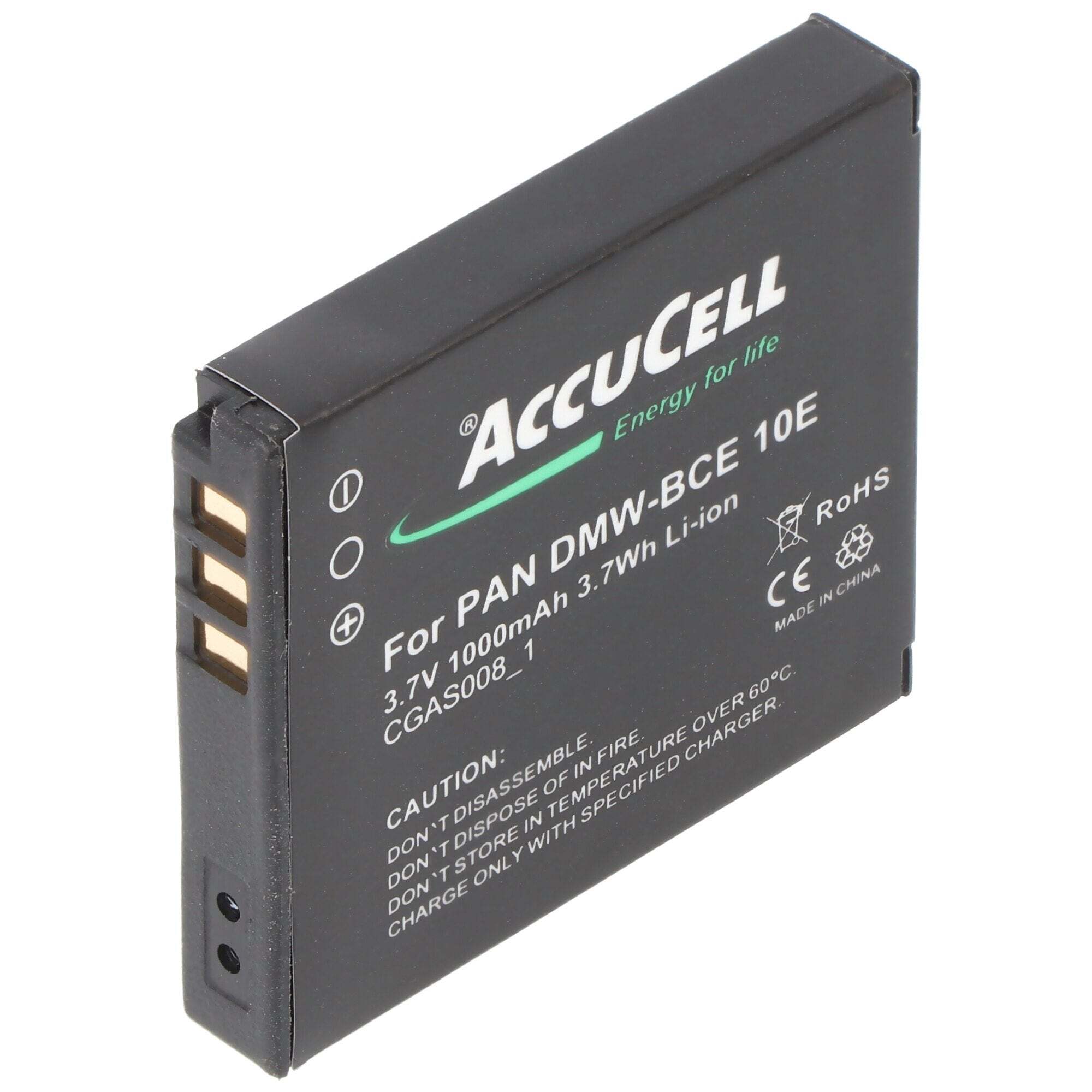 ACCUCELL AccuCell-batterij geschikt voor Panasonic CGA-S008, DMW-BCE10