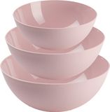 Plasticforte voedsel serveer schalen set - 3x stuks - roze - kunststof - Dia 20/25/28 cm