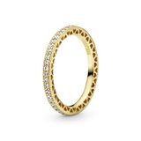 Pandora Signature Hearts of Pandora 14-karaats vergulde ring met heldere zirkoniasteentjes, 48