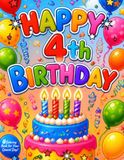 Happy 4th Birthday!: A Coloring Book for Your Special Day