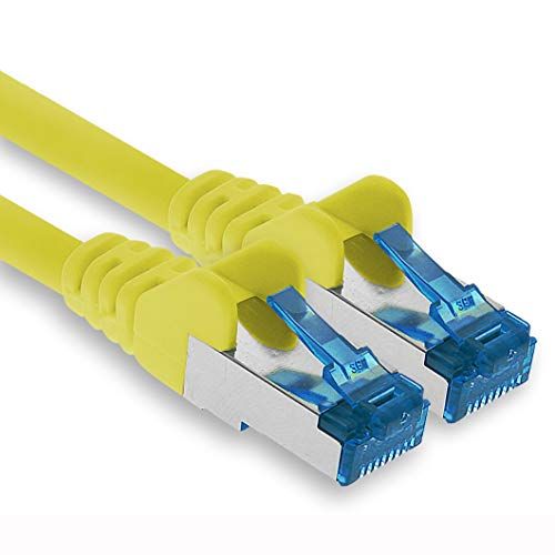 1aTTack.de Patchkabel - 1,5 m Ethernet-, netwerk-, LAN-kabel CAT6a (voor Gigabit-netwerken, routers, switches, modems met RJ45-ingang – geel)