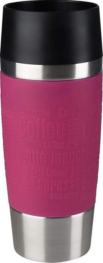 Emsa Travel Mug Isoleerbeker 0,36L - Roze Siliconen Band