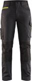 Blåkläder Dames service werkbroek met stretch 7195-1330 - Zwart/High Vis Geel - D25