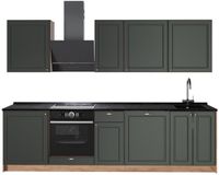 Vicco Complete keukeneenheid Fame-Line, Groen-Goud Landhuis/Goudkleurig Eiken, 280 cm zonder werkblad