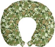 ABAKUHAUS Camo Reiskussen met Neksteun, Fleeting Spectre Camouflage, Schuimrubberen Reisaccessoire voor Vliegtuig en Auto, Lichtgroen Bleekbruin