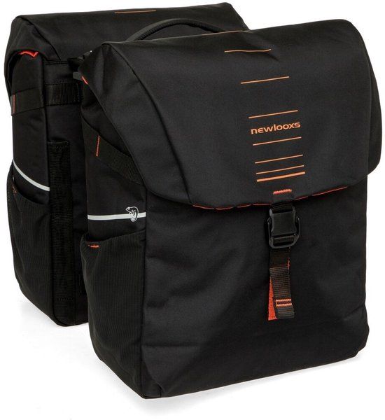 New Looxs ® Vigo Double MIK 2.0 - Double Pannier - Suitable for Electric Bikes - Recycled Material - 40 Liters - Black - Orange