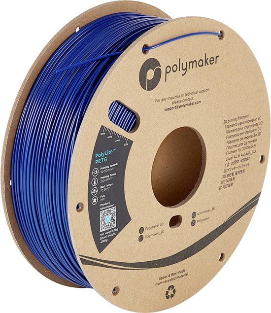 Polymaker PB01020 PolyLite Filament PETG Hittebestendig, Hoge treksterkte 2.85 mm 1000 g Blauw 1 stuk(s)